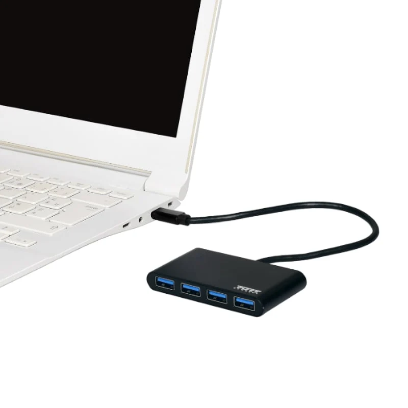 Port USB Type-C to 4 x USB3.0 5Gbps 30cm 4 Port Hub - Black - Image 4