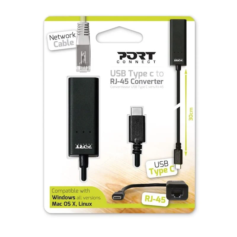 Port USB Type-C to RJ45 5Gbps 30cm Adapter - Black - Image 5