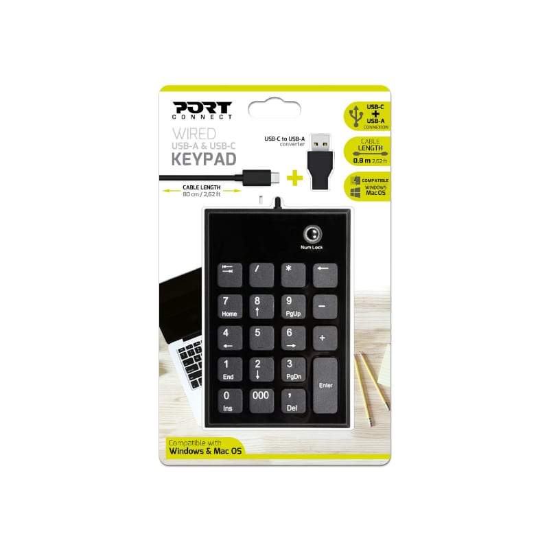 Port Wired Keypad Numpad with USB|Type-C Connector - Image 2