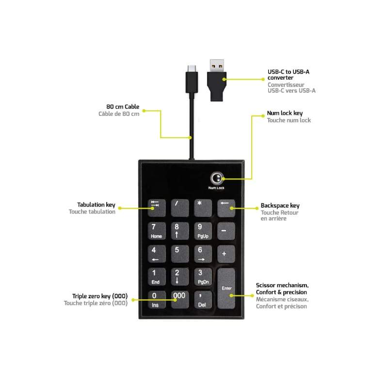 Port Wired Keypad Numpad with USB|Type-C Connector - Image 5