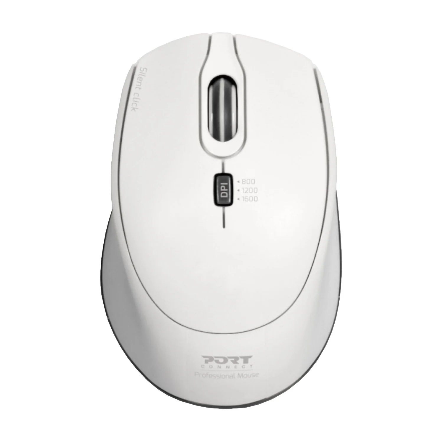 Port Connect Silent 1600DPI 3 Button Wireless Mouse - White - Image 4