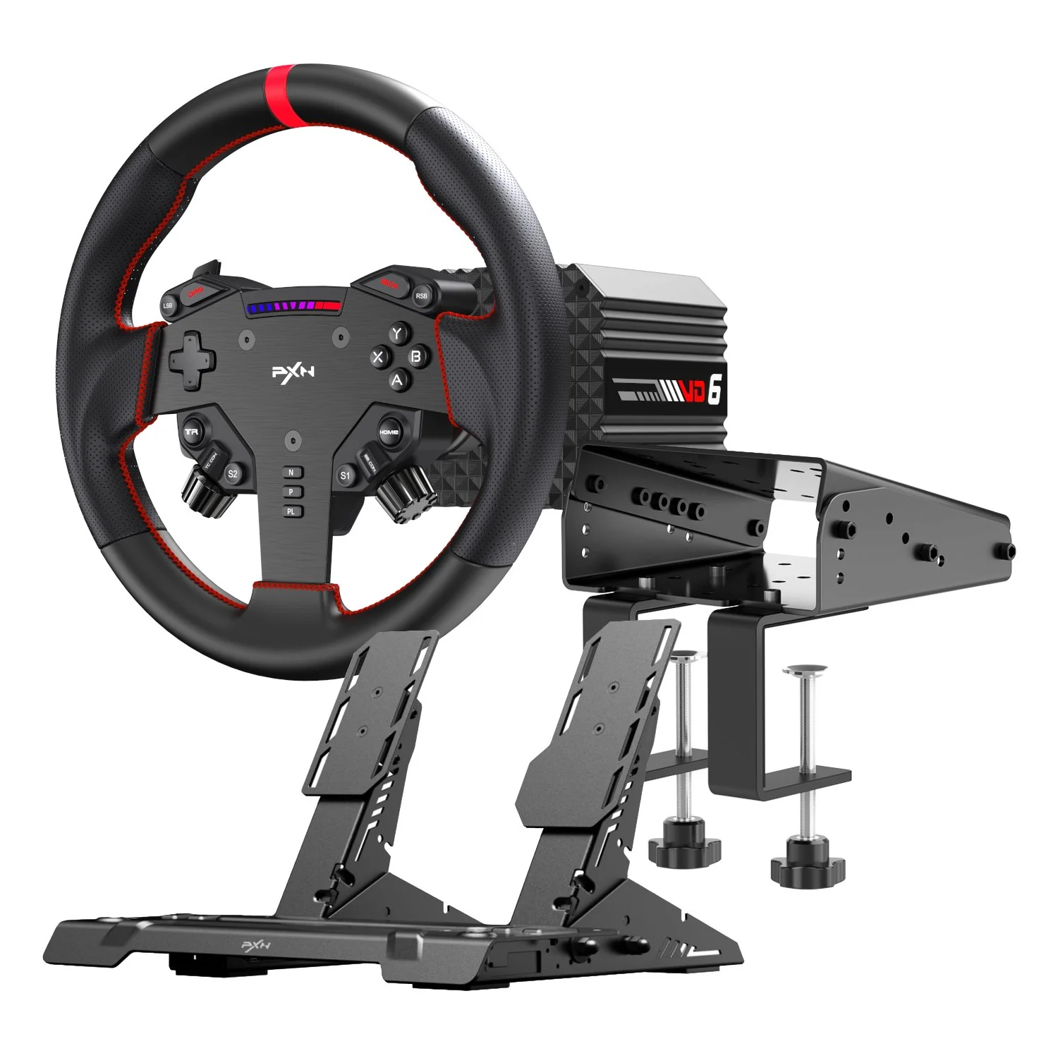 PXN VD6 Direct Drive Sim Racing Wheel | PD-HM Dual Pedal | Z9 Clamp Bundle - Image 5