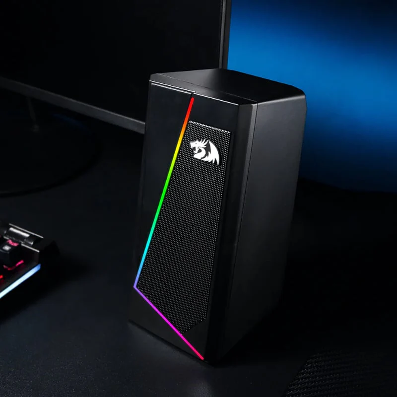 REDRAGON 2.0 Satellite Speaker ANVIL 2 x 3W RGB USB|Aux Gaming Speaker - Black - Image 4