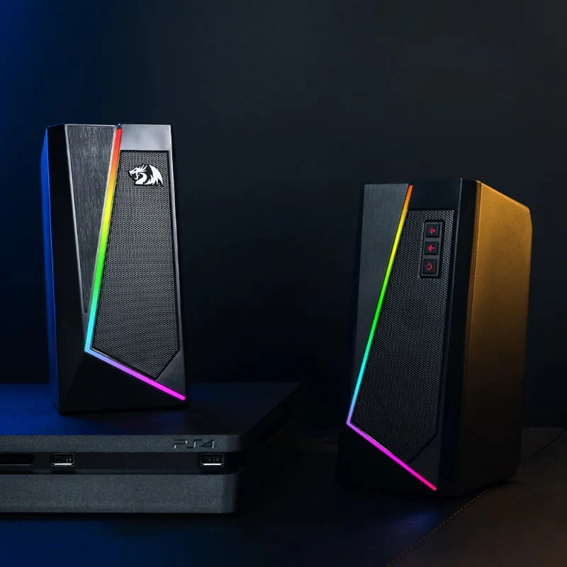 REDRAGON 2.0 Satellite Speaker ANVIL 2 x 3W RGB USB|Aux Gaming Speaker - Black - Image 5