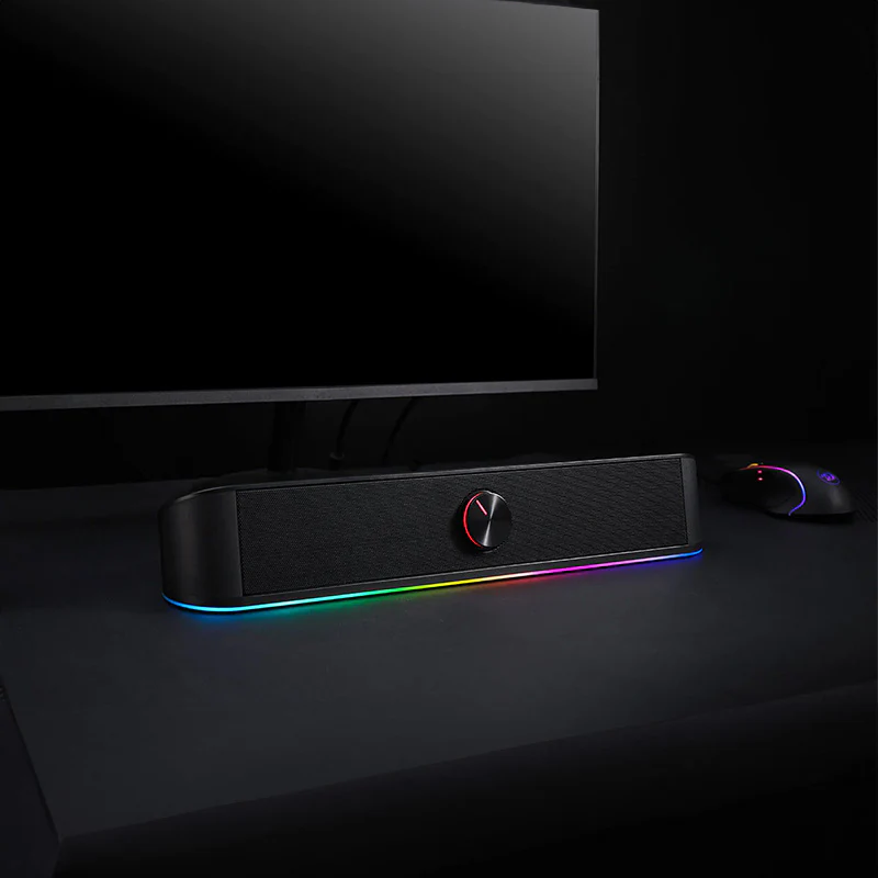 REDRAGON 2.0 Sound Bar ADIEMUS 2 x 3W RGB USB|Aux PC Gaming Speaker - Black - Image 5