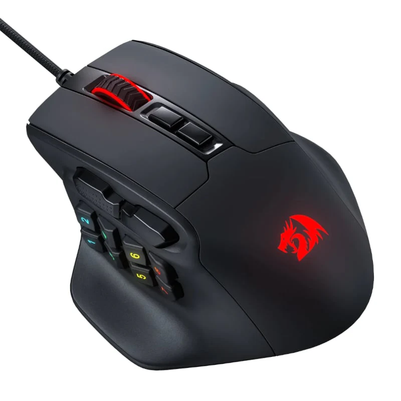 REDRAGON Aatrox 6200DP RGB MMO Gaming Mouse - Black - Image 2