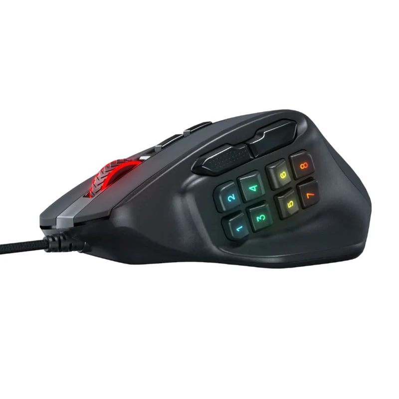 REDRAGON Aatrox 6200DP RGB MMO Gaming Mouse - Black - Image 4