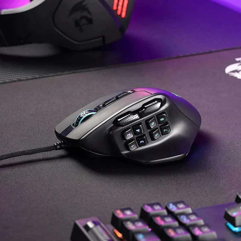 REDRAGON Aatrox 6200DP RGB MMO Gaming Mouse - Black - Image 6