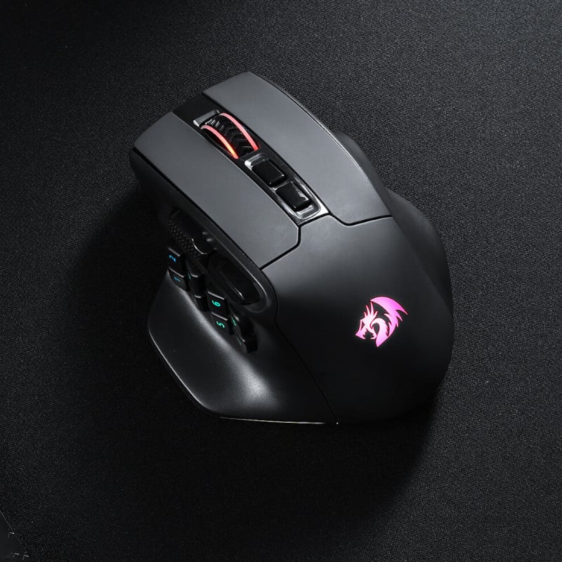 REDRAGON Aatrox Wireless 6200DP RGB MMO Gaming Mouse - Black - Image 2