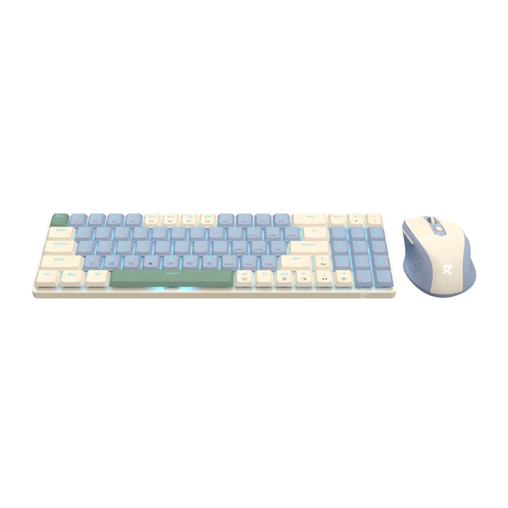 Redragon BS8772 Wireless Keyboard and Mouse Combo - Cream/Blue - Image 2