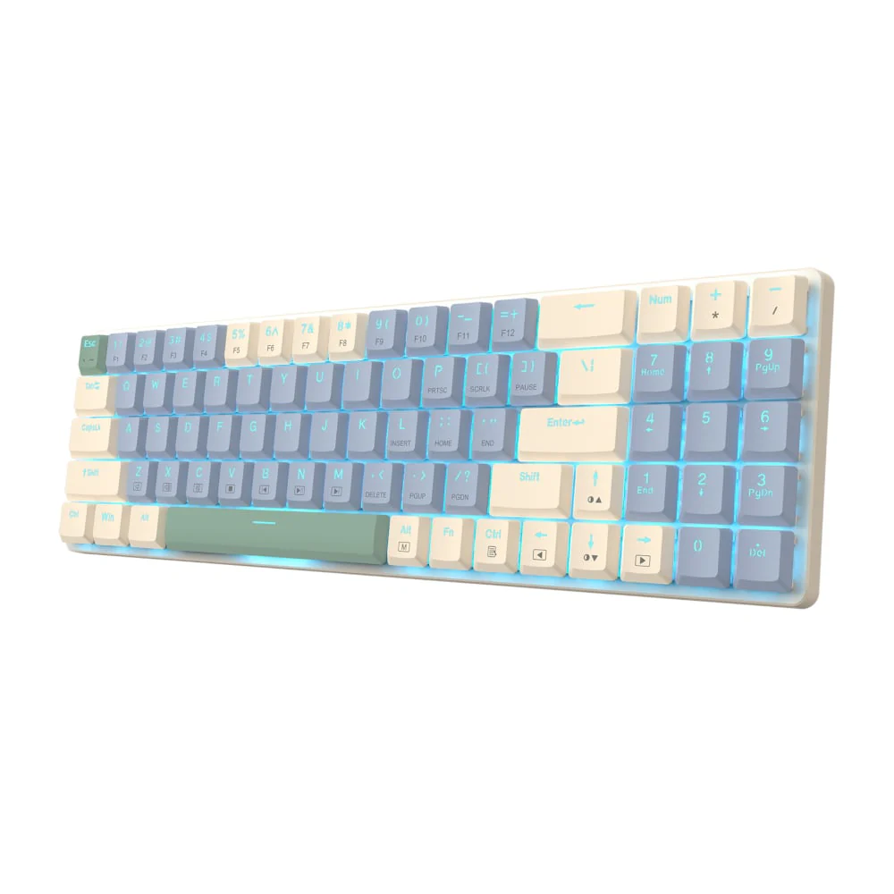 Redragon BS8772 Wireless Keyboard and Mouse Combo - Cream/Blue - Image 4