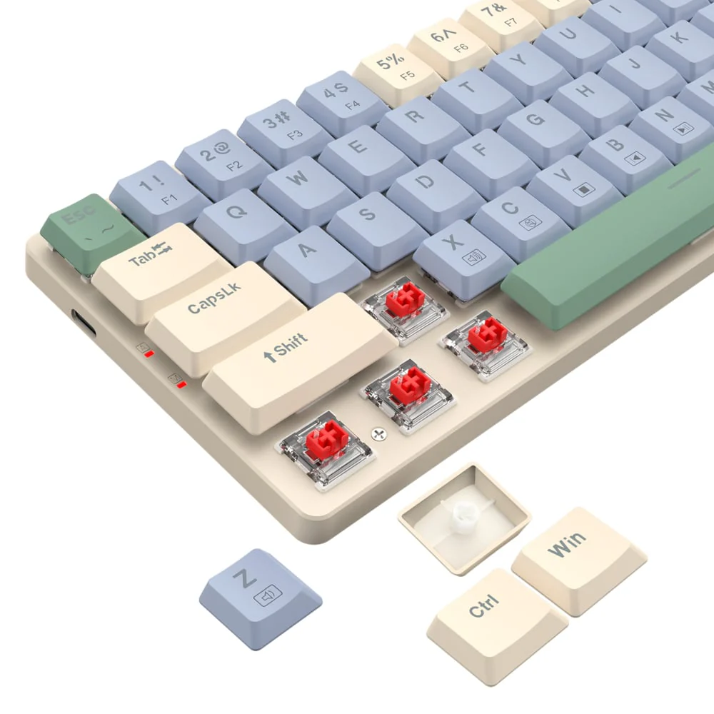 Redragon BS8772 Wireless Keyboard and Mouse Combo - Cream/Blue - Image 5