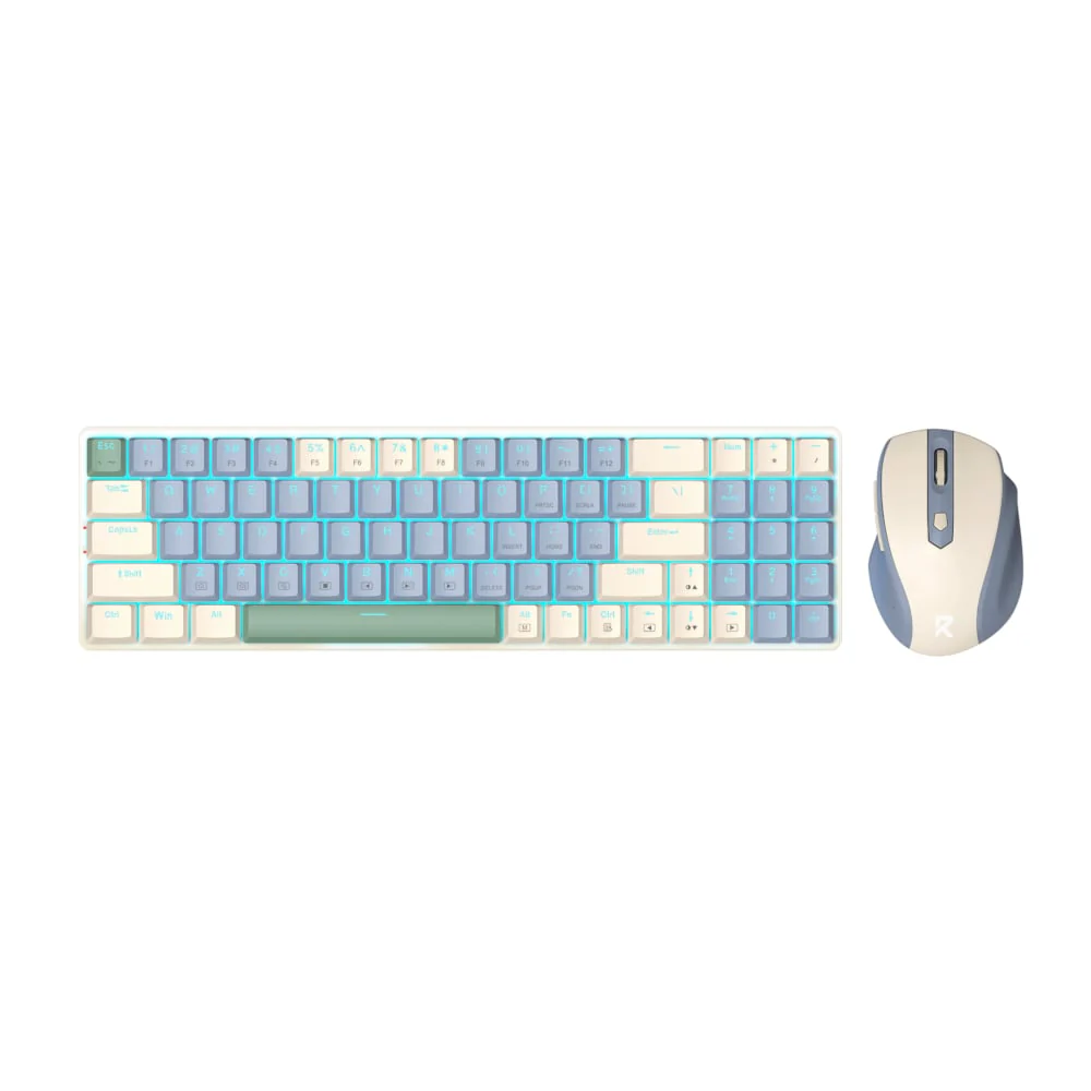 Redragon BS8772 Wireless Keyboard and Mouse Combo - Cream/Blue - Image 6