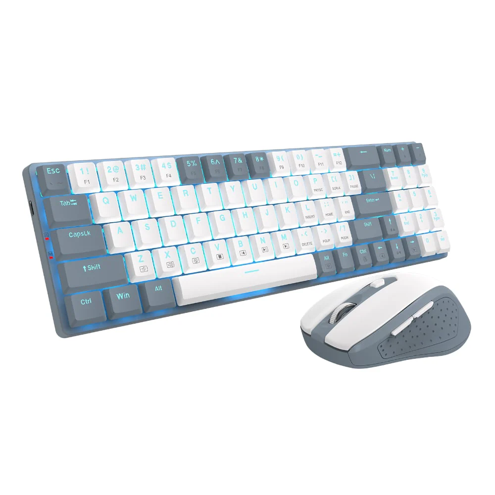 Redragon BS8772 Wireless Keyboard and Mouse Combo - Grey/White - Image 3