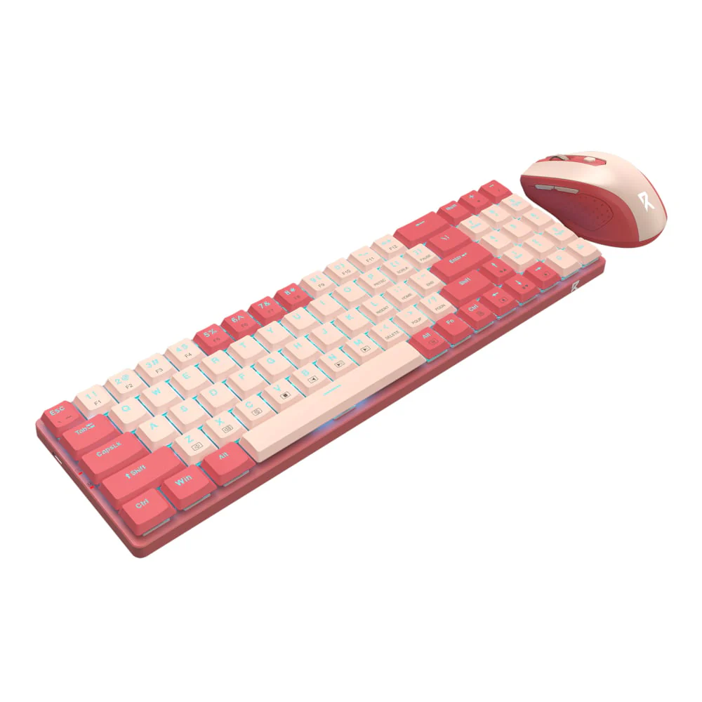 Redragon BS8772 Wireless Keyboard and Mouse Combo - Red/Pink - Image 2