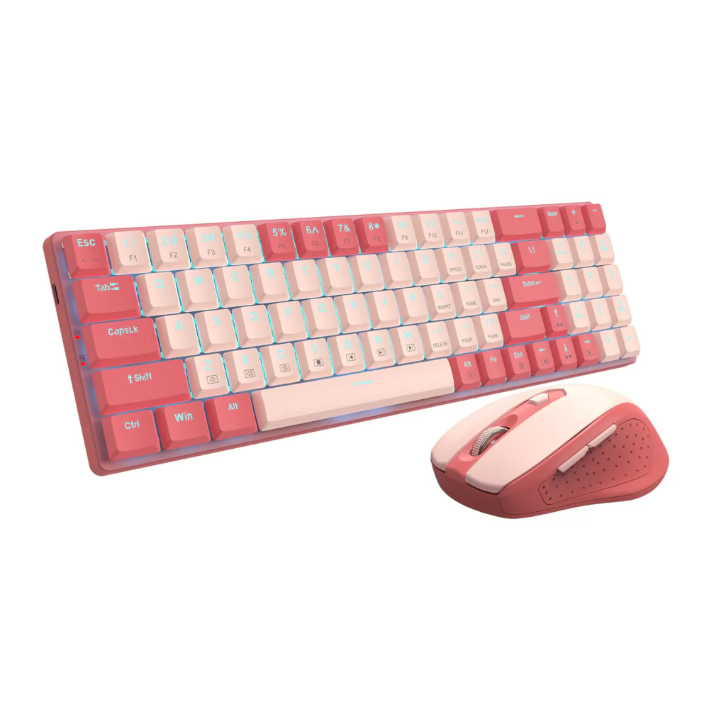 Redragon BS8772 Wireless Keyboard and Mouse Combo - Red/Pink - Image 3