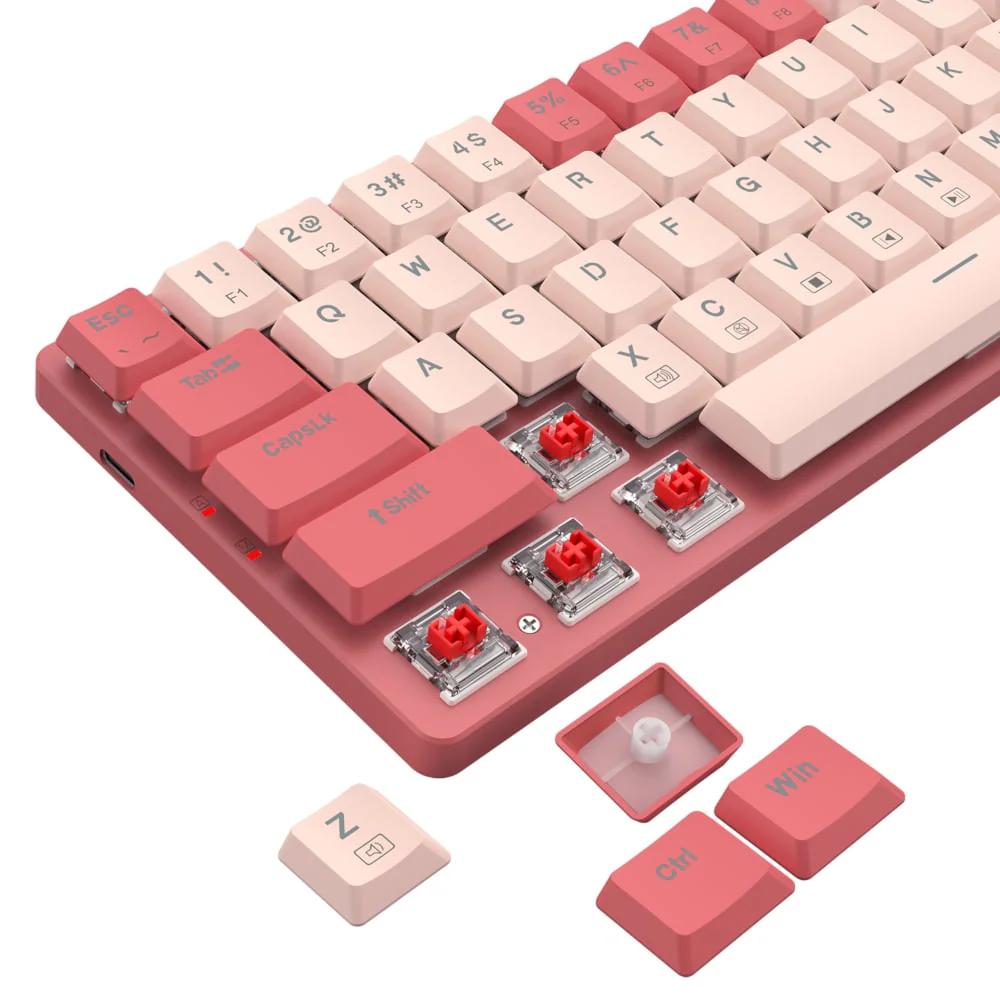 Redragon BS8772 Wireless Keyboard and Mouse Combo - Red/Pink - Image 5