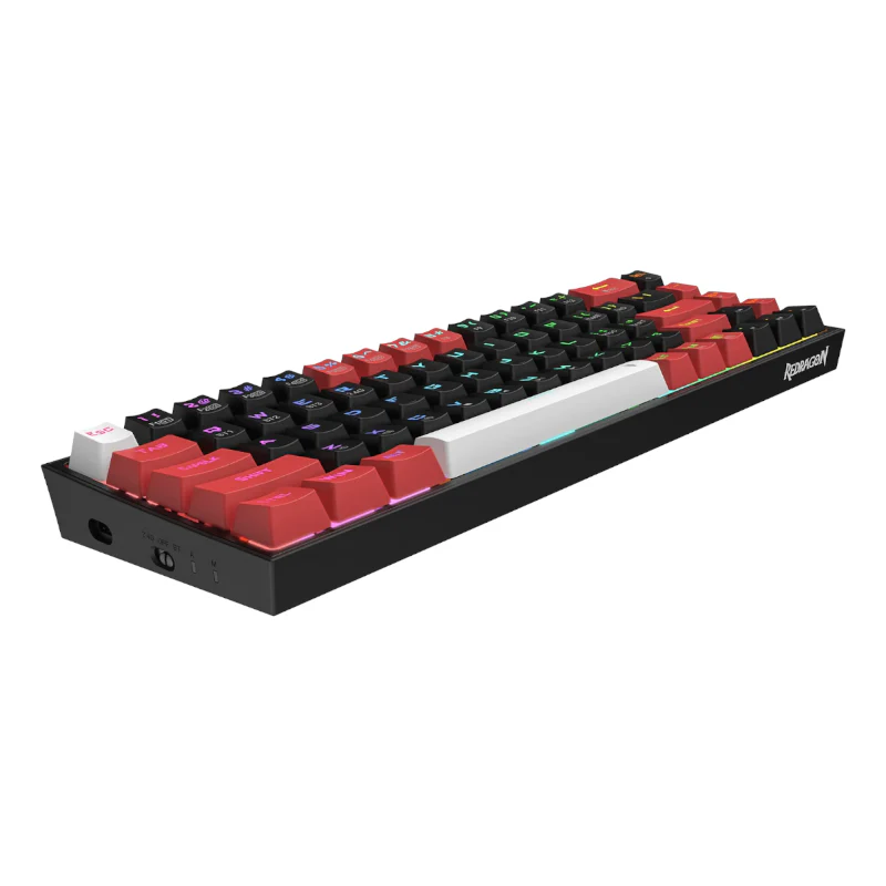 REDRAGON Castor Pro 68Key Wireless Red|Black|White KeyCap Bluetooth RGB Red Switch - Black|Red - Image 3