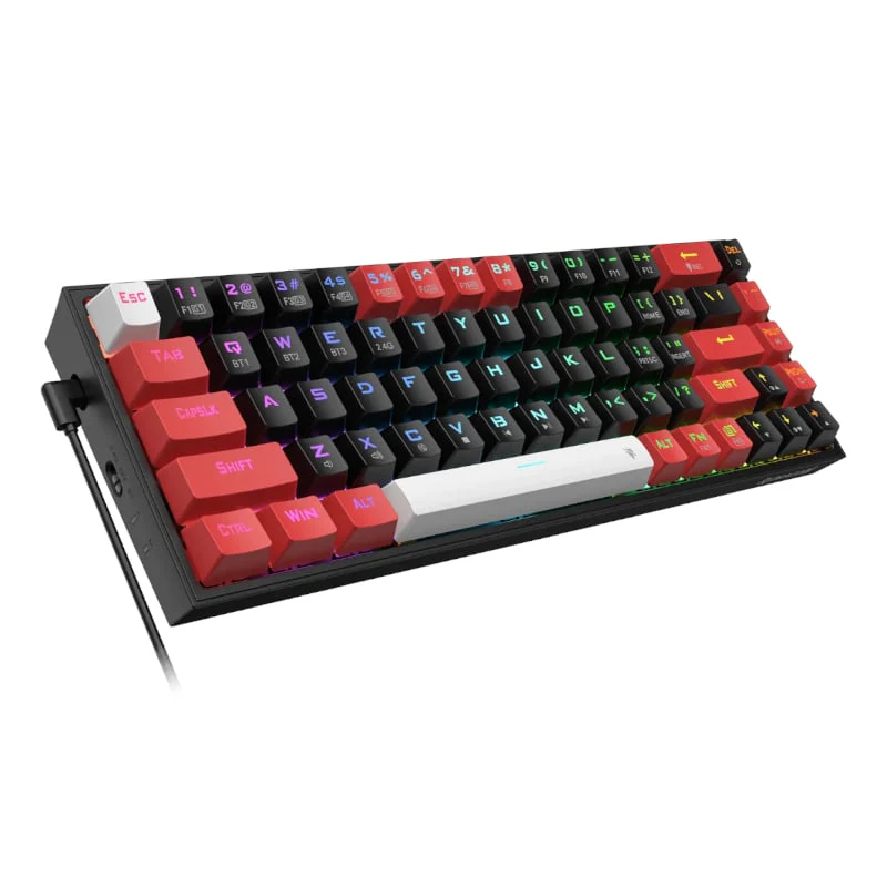 REDRAGON Castor Pro 68Key Wireless Red|Black|White KeyCap Bluetooth RGB Red Switch - Black|Red - Image 4