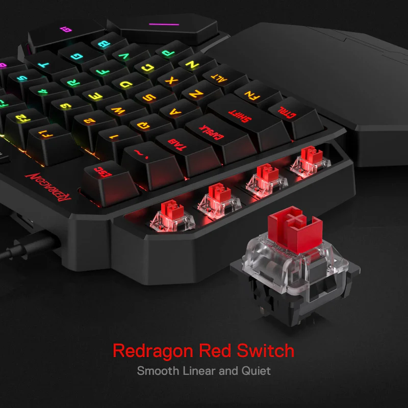 REDRAGON Diti Elite Pro One-Handed RGB Wireless Mechanical Gaming Keyboard - Black - Image 4