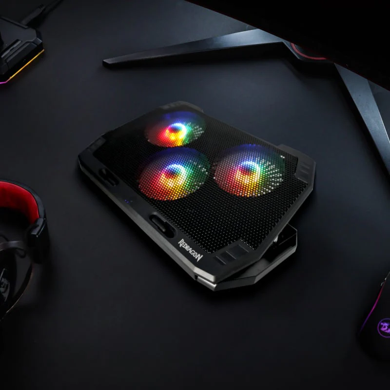 REDRAGON Dual USB 3 Fan RGB Gaming Notebook Stand - Image 4