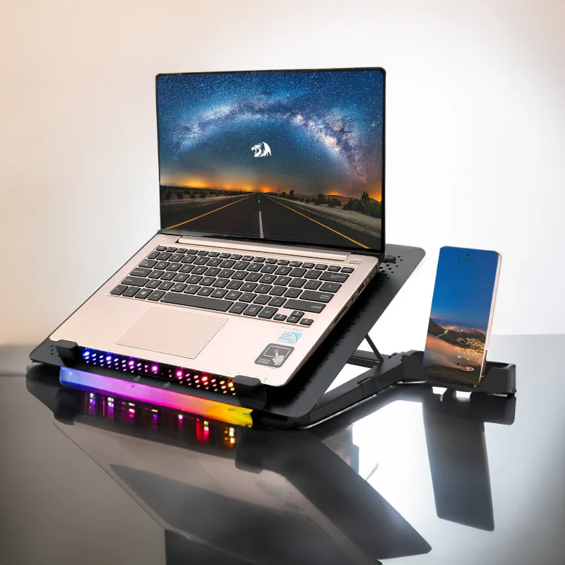 REDRAGON Dual USB 5 Fan RGB Gaming Notebook Stand - Image 5
