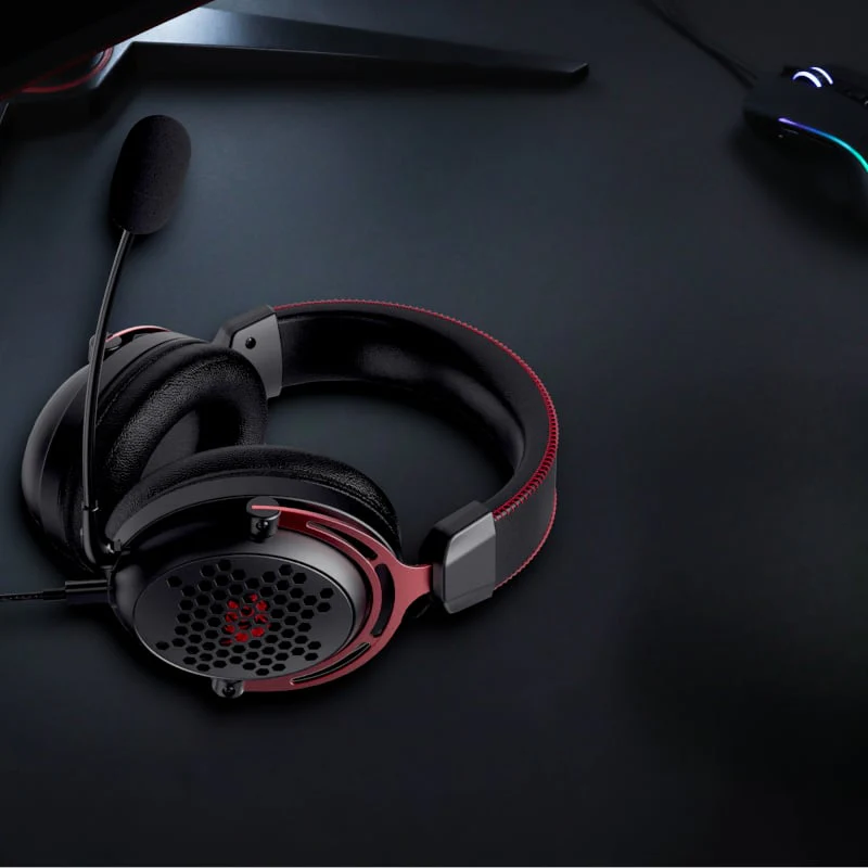 REDRAGON Over-Ear DIOMEDES Honeycomb 3.5mm AUX Gaming Headset - Black - Image 5