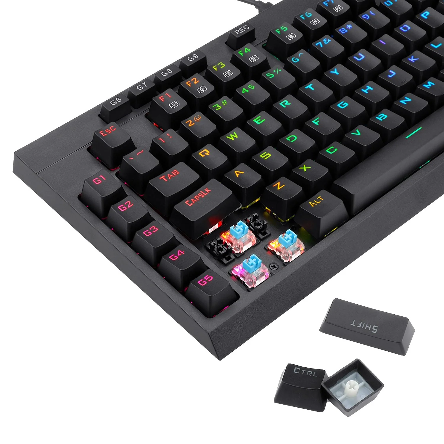 Redragon K588 RGB Pro BROADSWORD TKL Mechanical Wired Gaming Keyboard - Black - Image 5