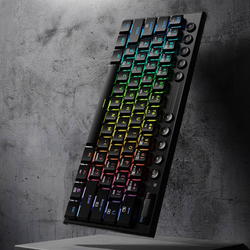 REDRAGON Horus Mini Pro 61Key Wireless Bluetooth Red Switch RGB Low Profile Gaming Mechanical Keyboard - Black - Image 5