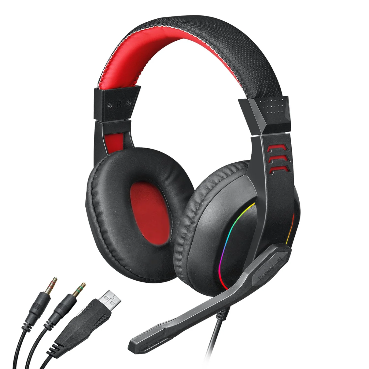 Redragon Over-Ear ARES Aux RGB Gaming Headset - Black - Image 7