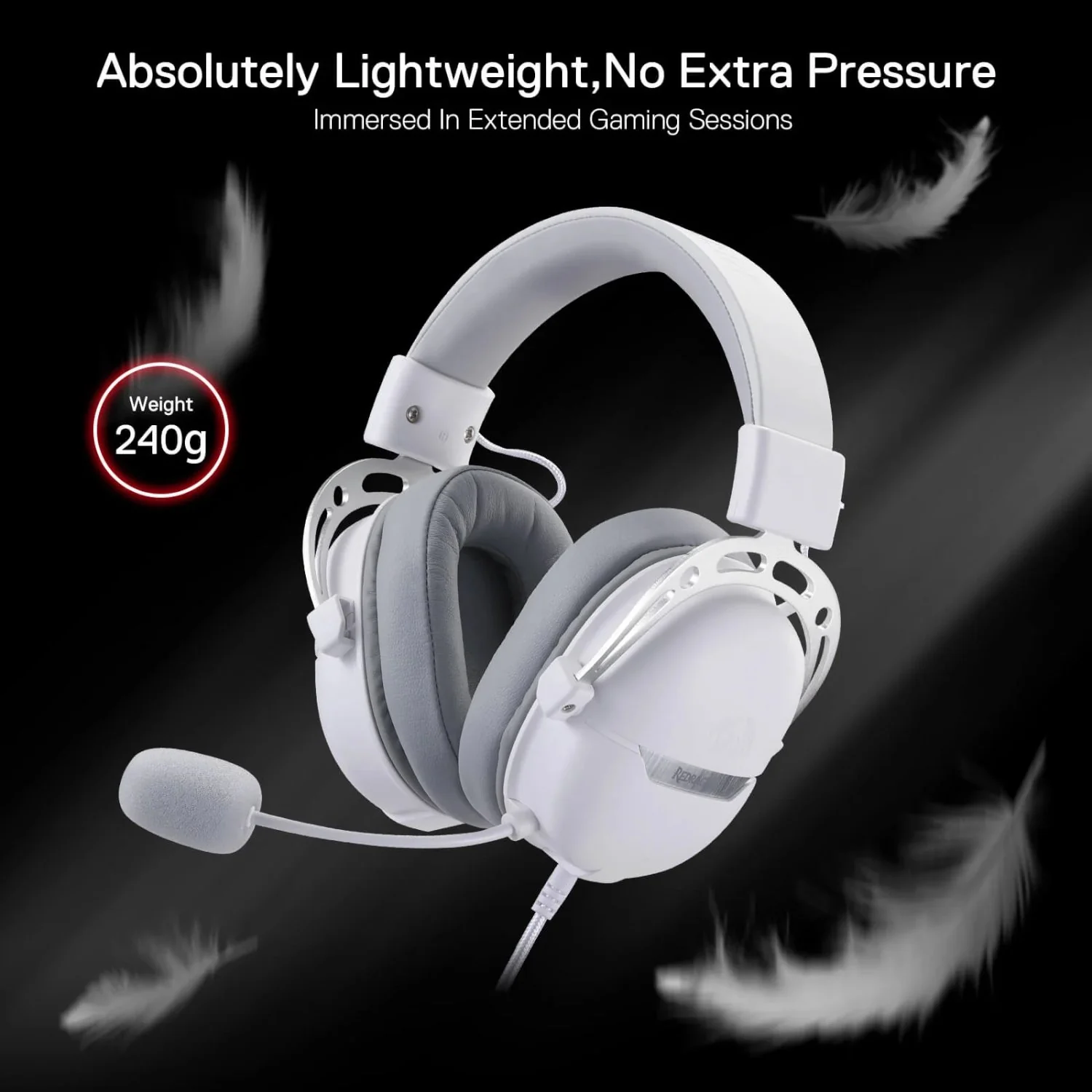 REDRAGON Over-Ear AURORA Gaming Headset - White - Image 2