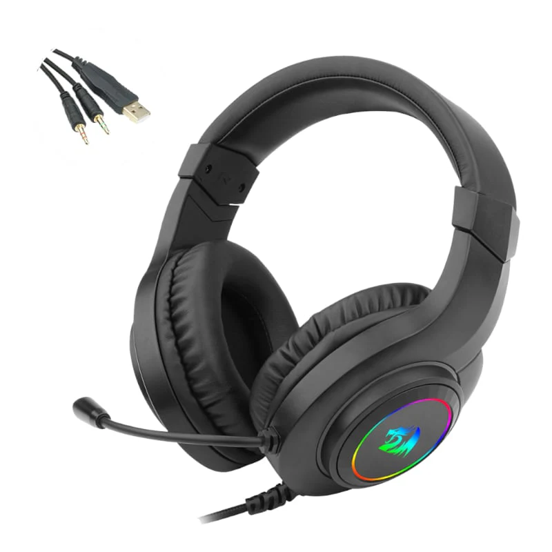 REDRAGON Over-Ear HYLAS Aux (Mic and Headset)|USB (Power Only)
RGB Gaming Headset - Black - Image 5