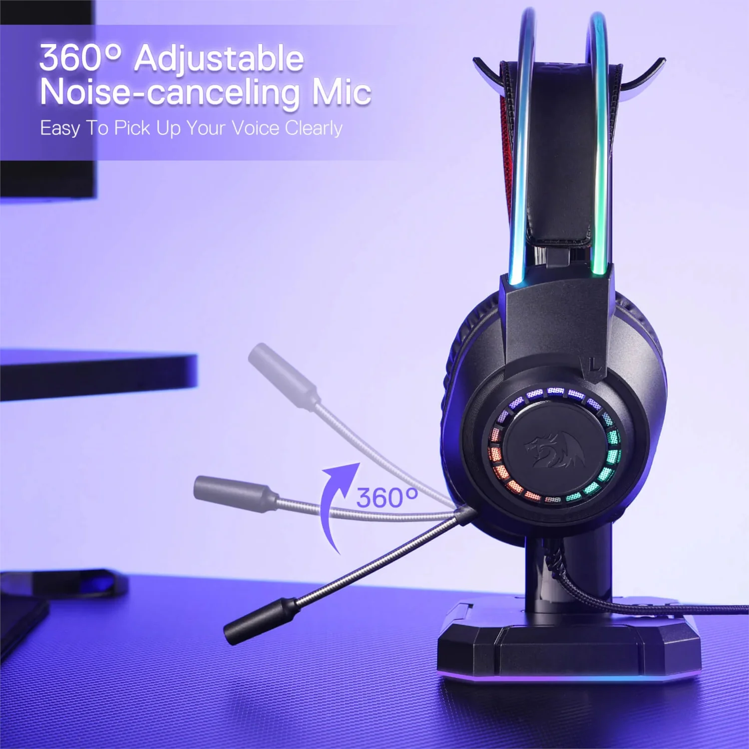 Redragon SCREAM Over-Ear RGB Gaming Headset - Black - Image 2