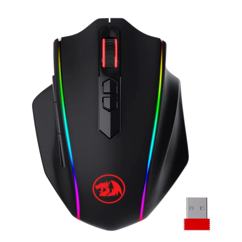 REDRAGON VAMPIRE ELITE Wireless 16000DPI|8 Button|Ergonomic Design|P3335 Optical Sensor|Type-C Cable|RGB Backlit Gaming Mouse - Black - Image 6