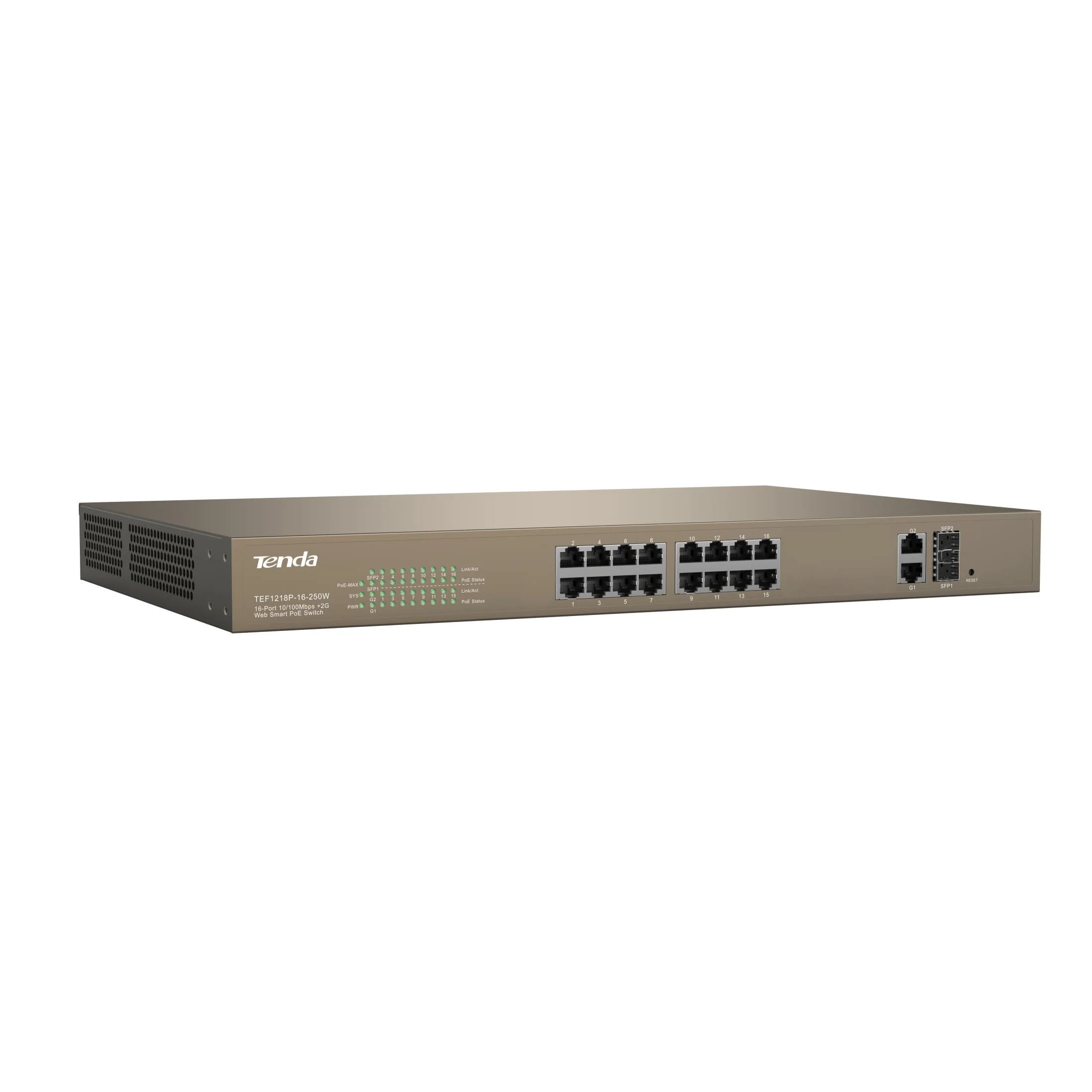 Tenda TEF1218P-16-250W Layer 2 16-Port 10/100 Ethernet PoE+ Switch - Image 4