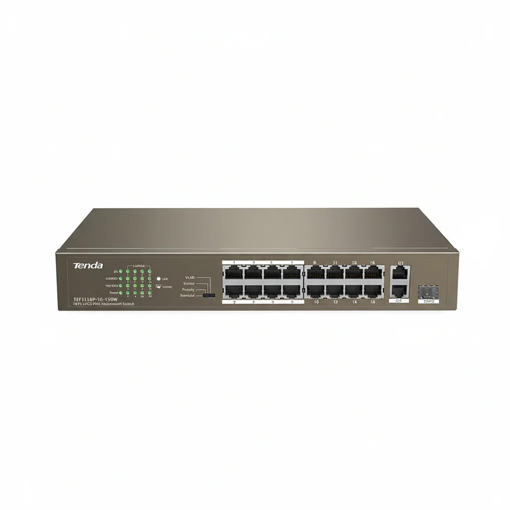 Tenda TEF1118P-16-150W Unmanaged 16-Port Fast Ethernet PoE+ Switch - Rackmount