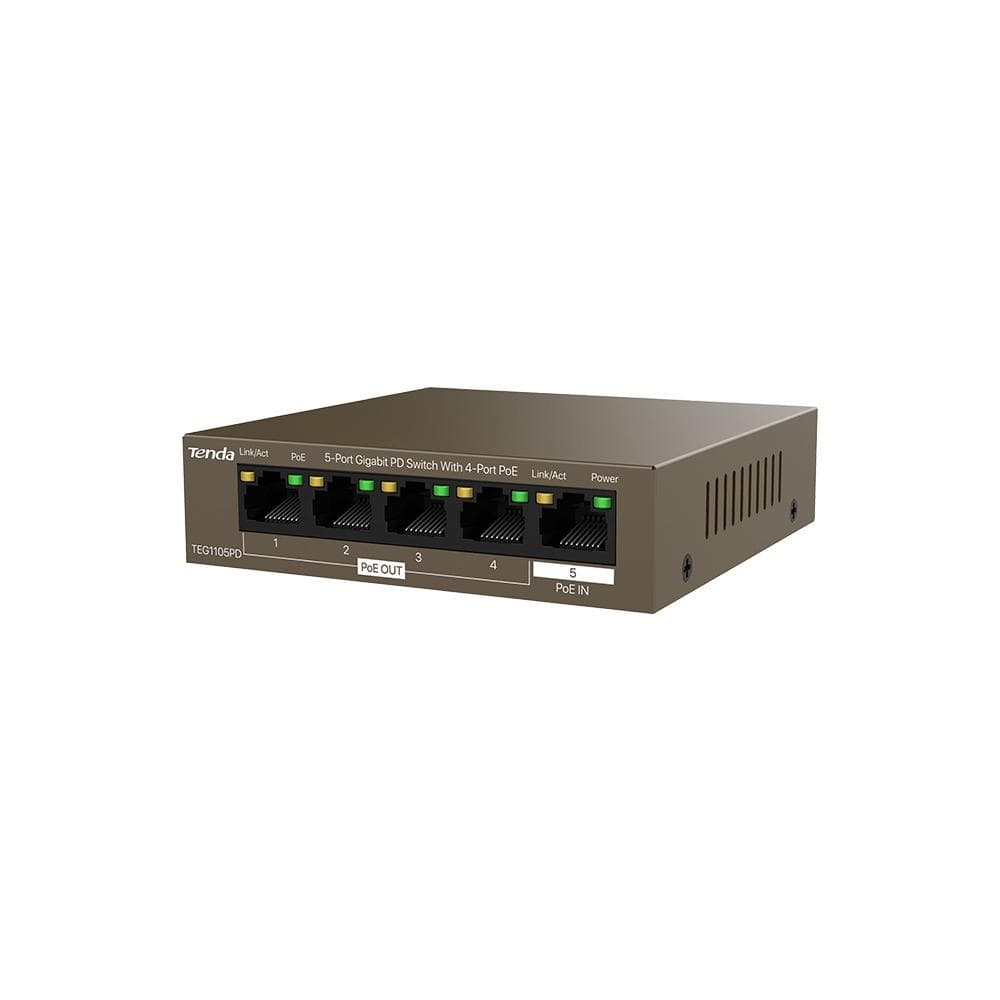 Tenda TEG1105PD Unmanaged 5-Port Gigabit Desktop Switch with 4-Port PoE Output - Image 2