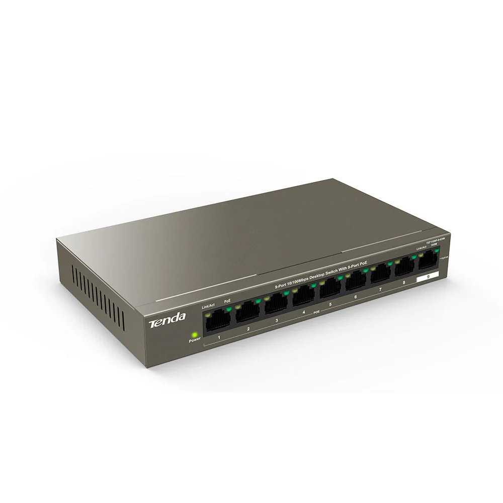 Tenda TEF1109P-8-63W Unmanaged 9-Port 10/100 PoE+ Desktop Switch - 8-Port PoE (58W) - Image 3