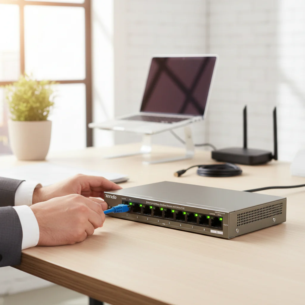 Tenda TEF1109P-8-63W Unmanaged 9-Port 10/100 PoE+ Desktop Switch - 8-Port PoE (58W) - Image 5