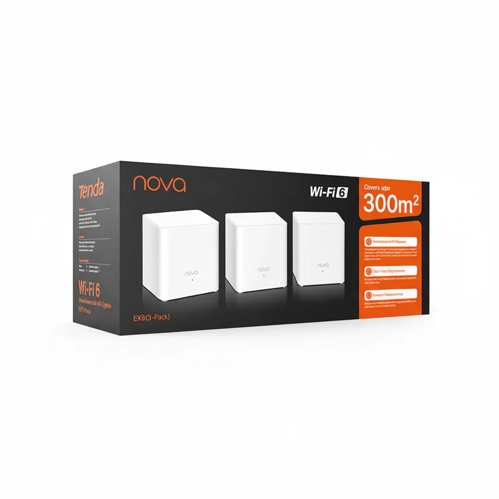 Tenda EX3 AX1500 Whole Home Mesh Wi-Fi 6 System (3-Pack), Dual-Band, Gigabit Ports