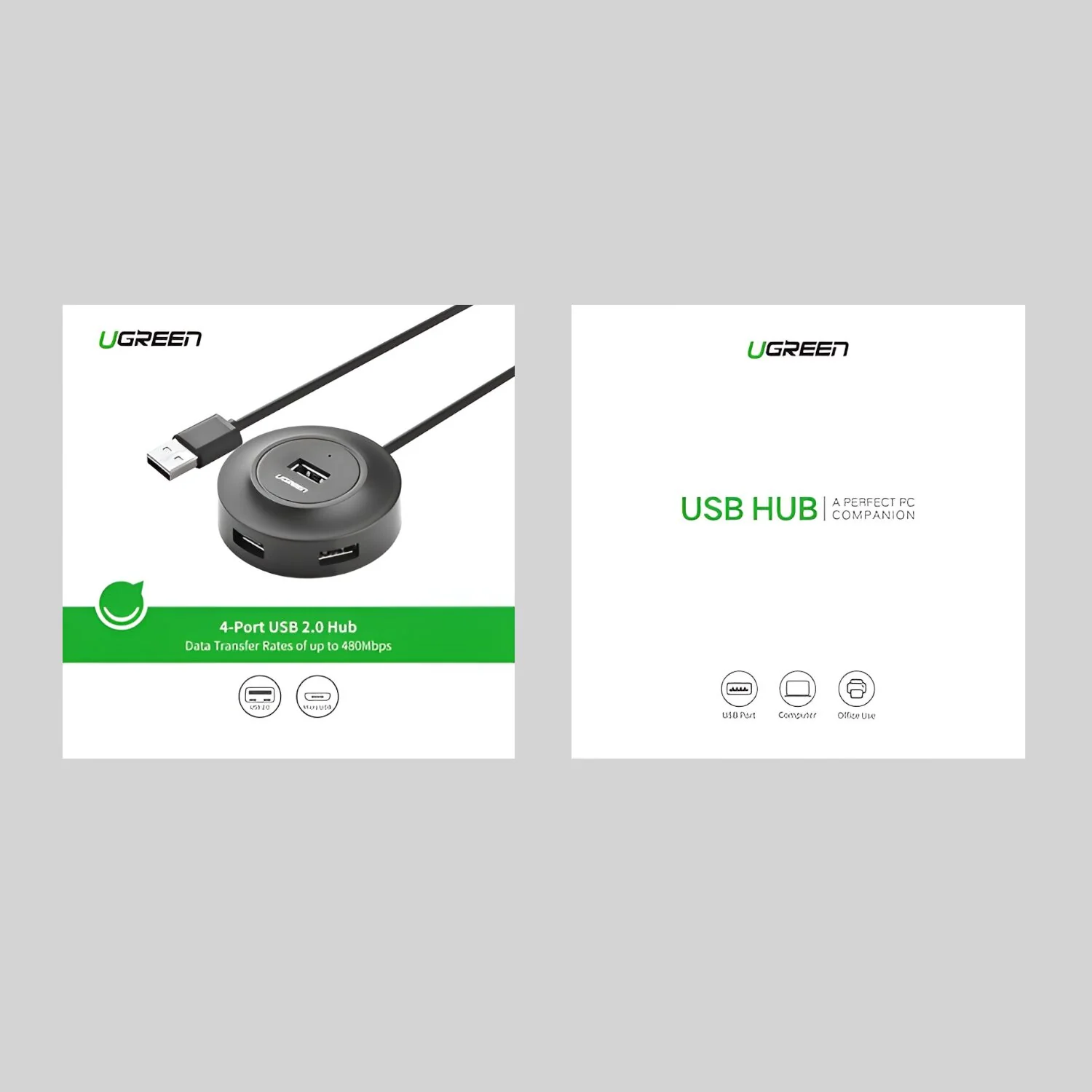 UGREEN 4-IN 1 USB 2.0 Hub (20777) - Black - Image 4