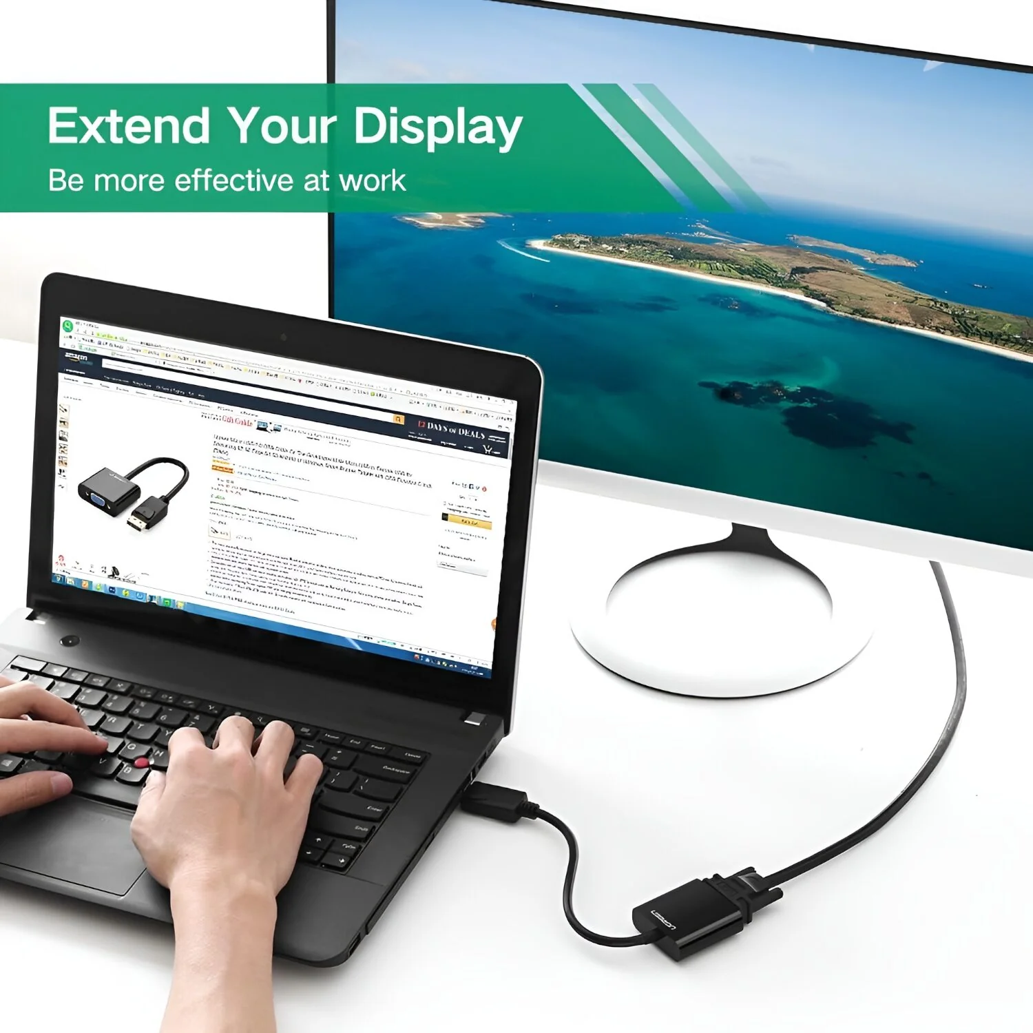 UGREEN DisplayPort Male to VGA Female Converter - Image 3