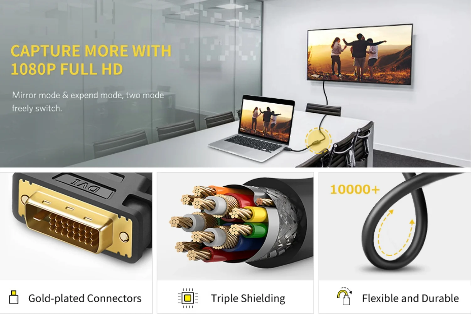 UGreen DVI to HDMI Cable Adapter 15cm | Male to Female | 1080p Full HD – Black - Image 2