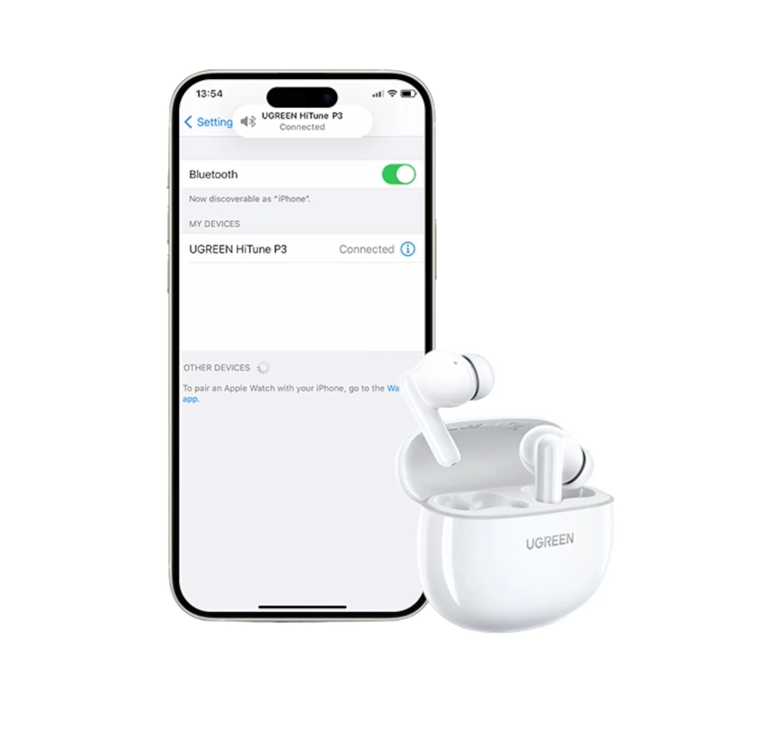 UGreen HiTune P3 In-Ear Wireless Earbuds–White - Image 3