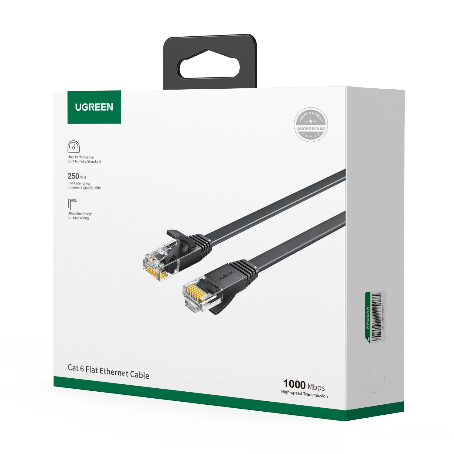 UGREEN NW102 Cat6 U/UTP Flat Ethernet Cable 5m - Black - Image 4
