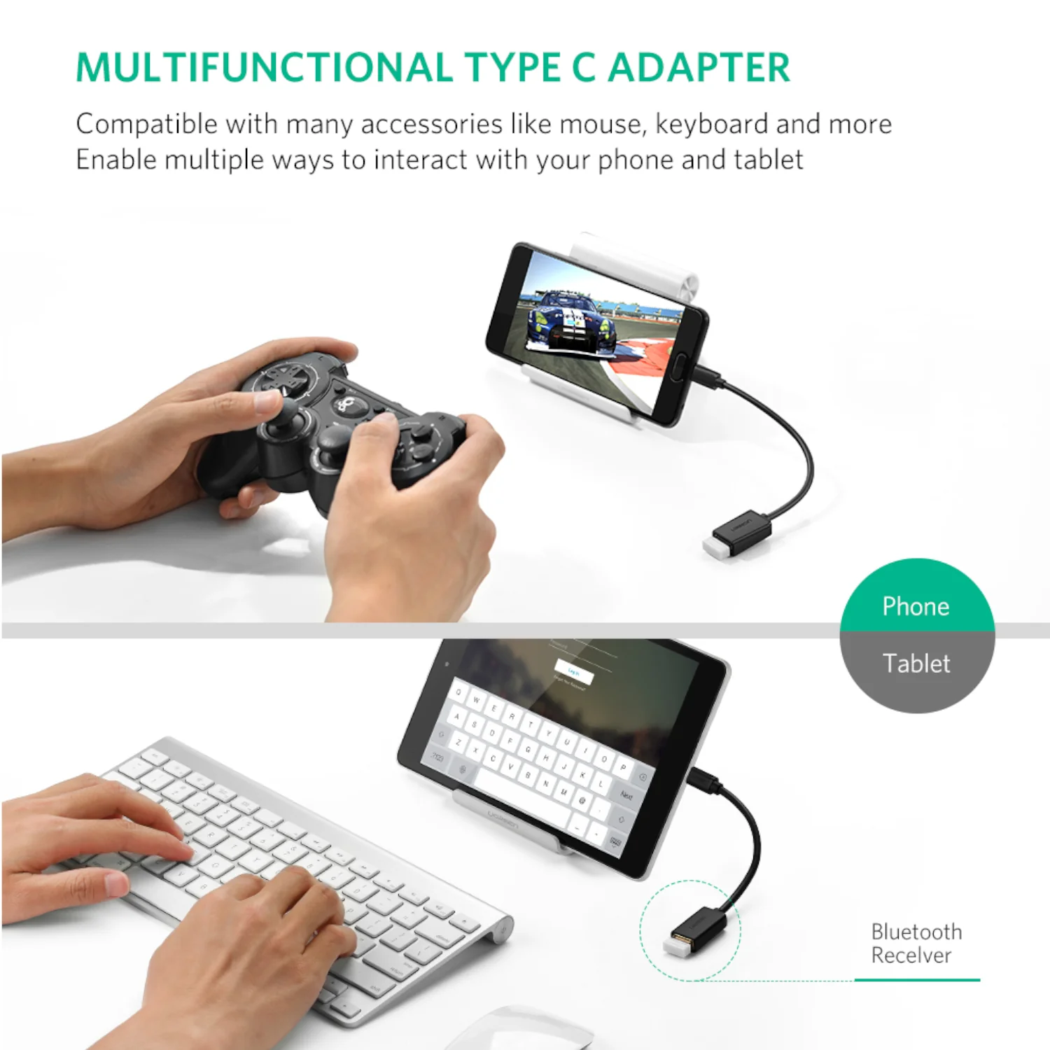 UGreen Type-C to USB-A Adapter (Male to Female, 15cm)– Black - Image 4