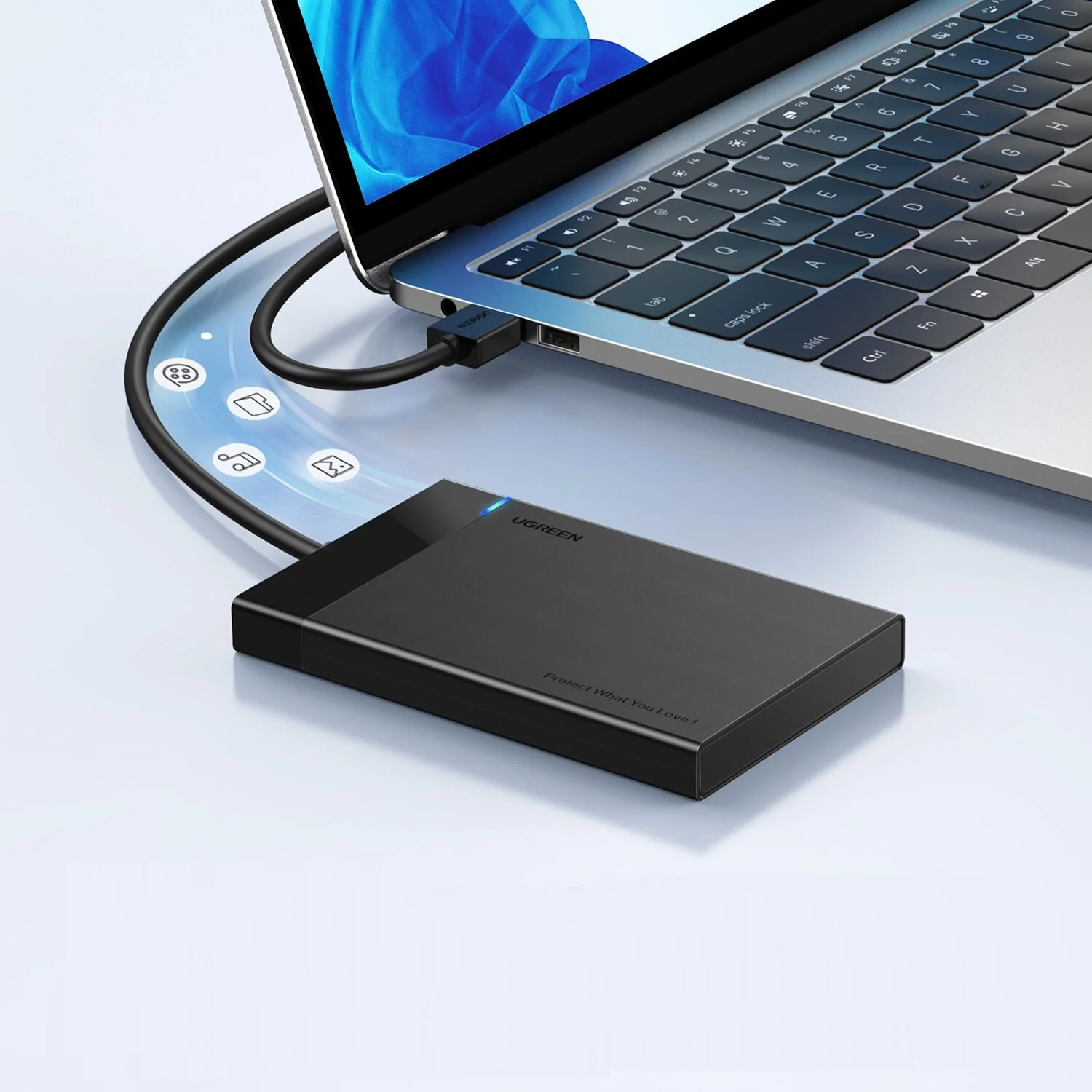 UGREEN USB 3.0 to 2.5” SATA Hard Drive Enclosure (Non-Detachable Cable) - Image 3