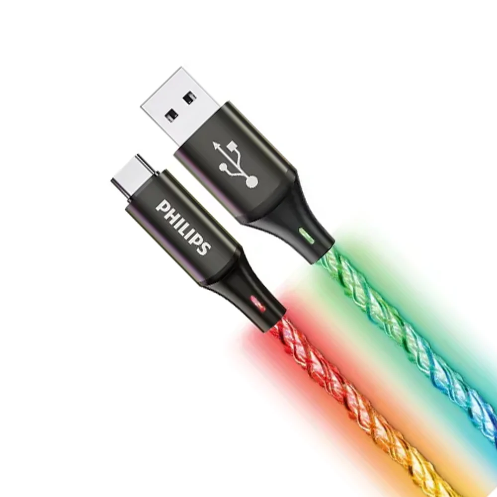 Philips USB-A to USB-C RGB Party Cable 18W Fast Charge 1m - Image 2