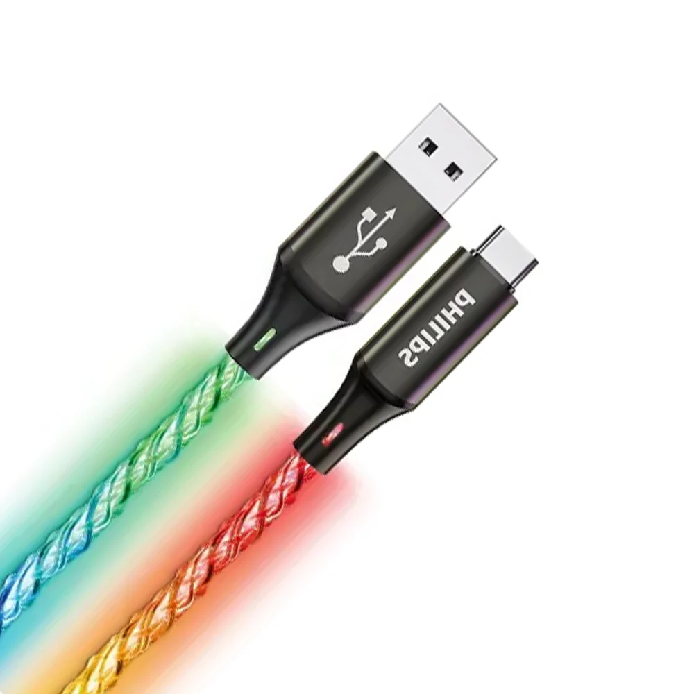 Philips USB-A to USB-C RGB Party Cable 18W Fast Charge 1m - Image 3