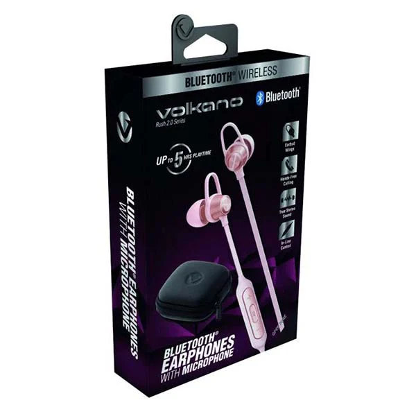 Volkano Rush 2.0 Series Bluetooth Earphones with Mic - Pink - Image 2
